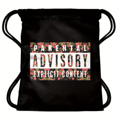 Letters Print Drawstring Bag Lightweight Sports Backpack Gym Bag