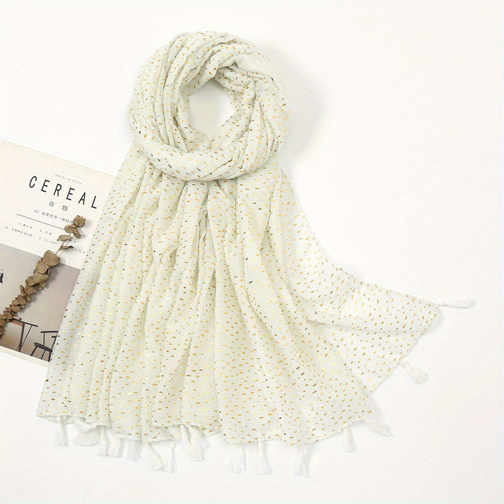 Hot Stamping Hijab Cotton Tassel Scarf Head Wrap