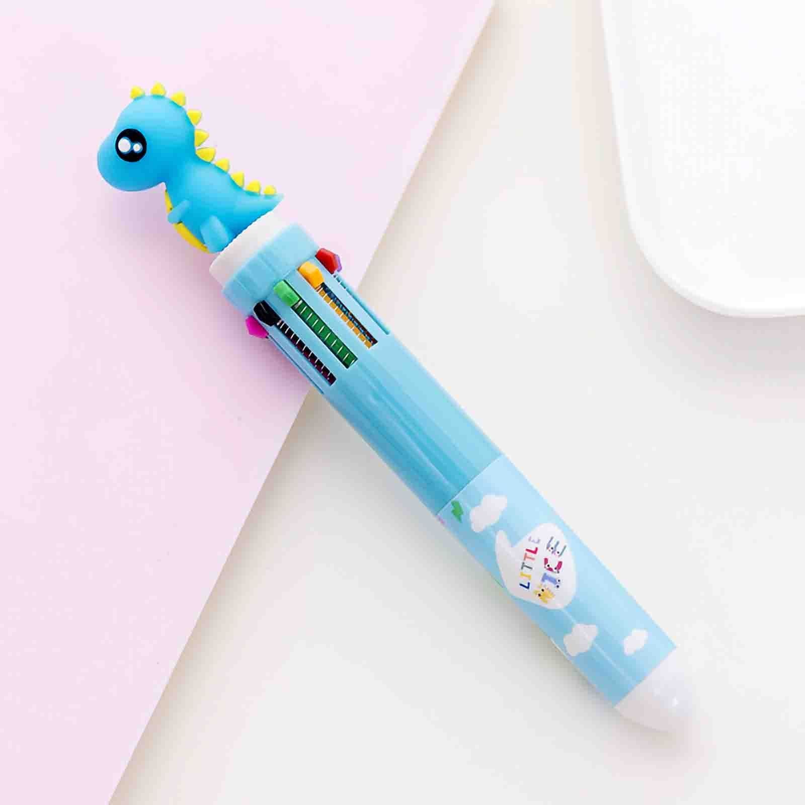 Cartoon Dinosaur Gel Pen Refill Core 0.5mm 10-Color In One Pen