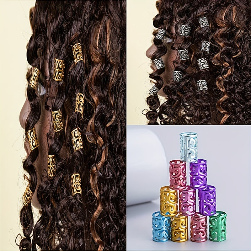 10pcs Dreadlocks Metal Rings Hair Cuffs Punk Braiding Decorations