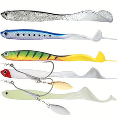 Bionic Soft Baits with Twister Tail for Fishing, 5pcs, Saltwater Freshwater