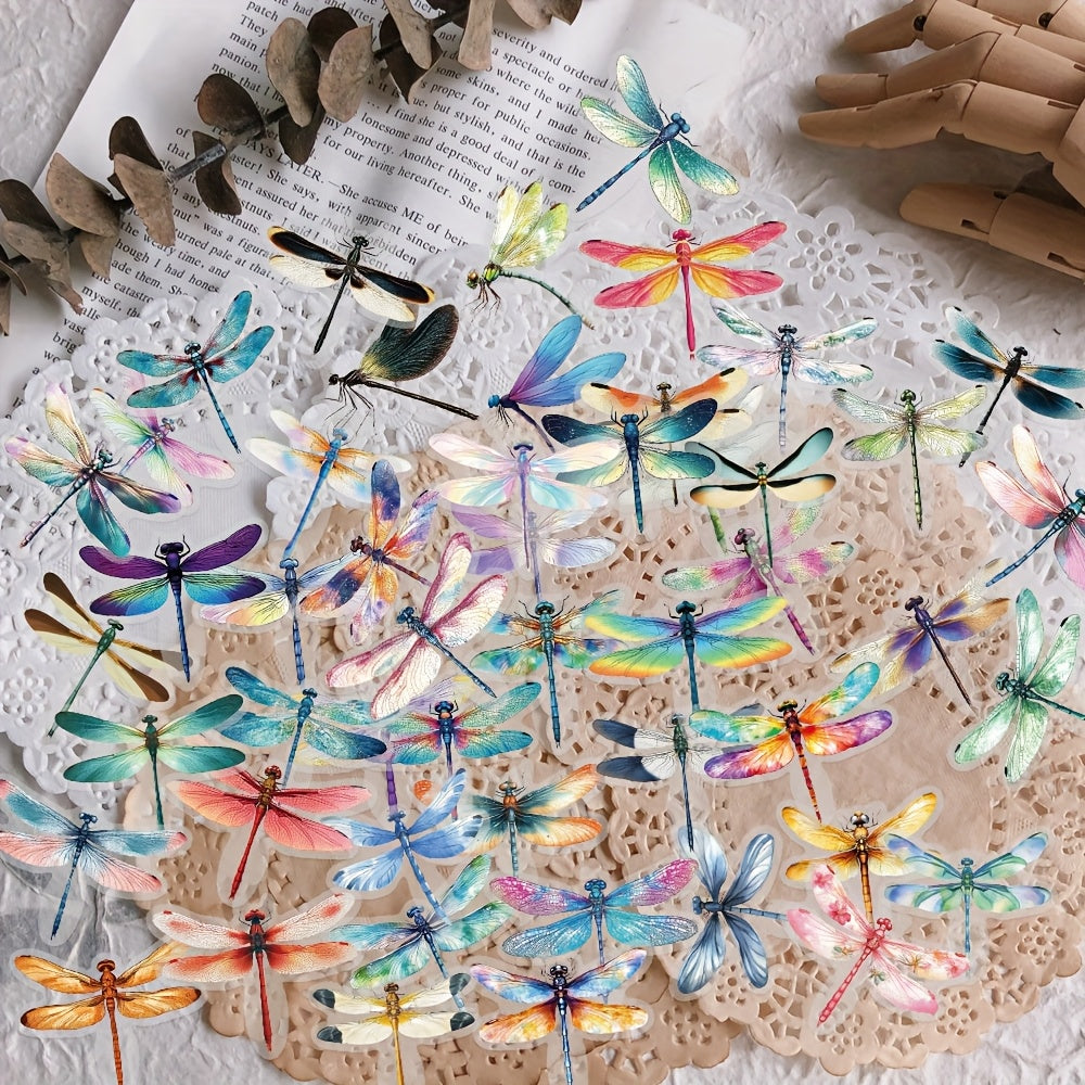 50pcs Insects & Dragonflies Waterproof PET Stickers Art Decals for DIY