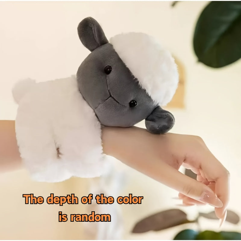 Soft Grey Sheep Plush Slap Bracelet - Cuddly Gift for Adults