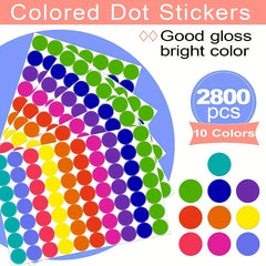 2800 PCS 40 Sheets Colored Dot Stickers Round Coding Labels Circle Dots Labels