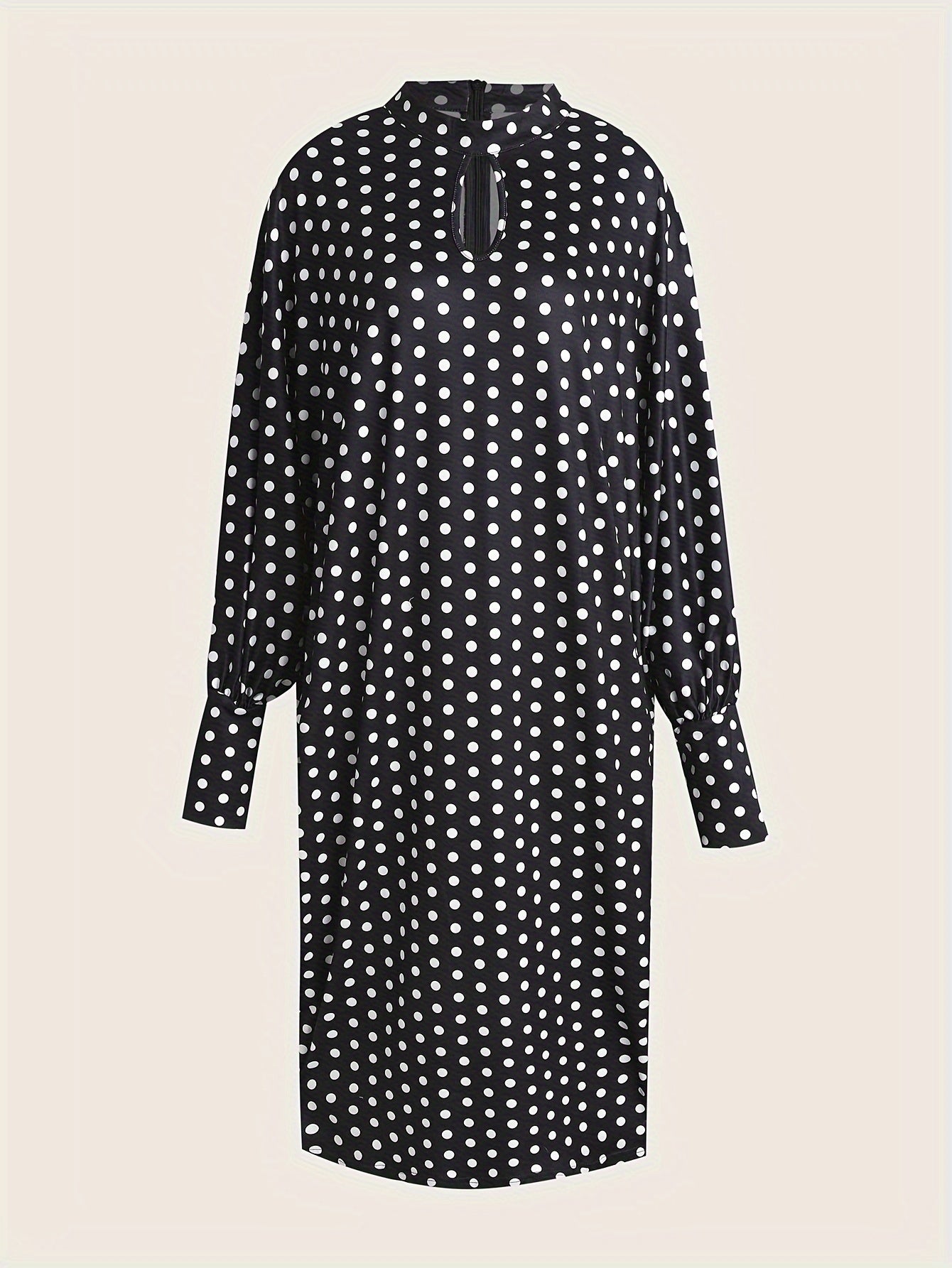  Polka Dot Print Cut Out Bat Sleeve Dress