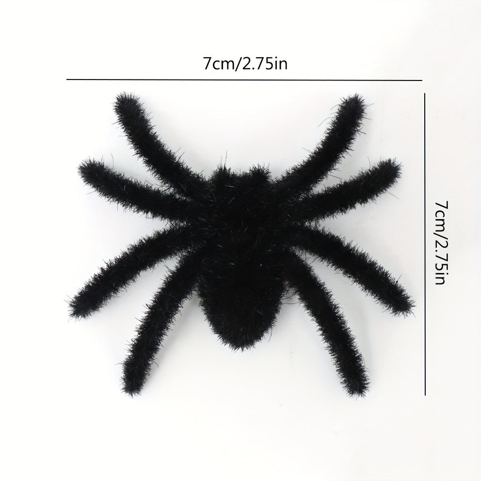 2pcs Small Plush Spiders Halloween Realistic Hairy Spider Mini Spider