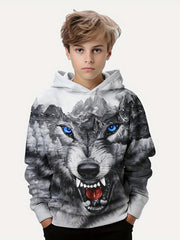 Wolf 3D Print Boys Hooded Sweatshirt Spring Fall Kids Hoodie Tops