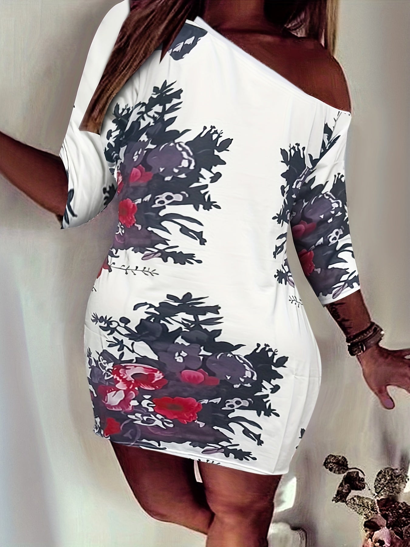  Casual Dress One Shoulder Stretch Dress