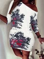  Casual Dress One Shoulder Stretch Dress