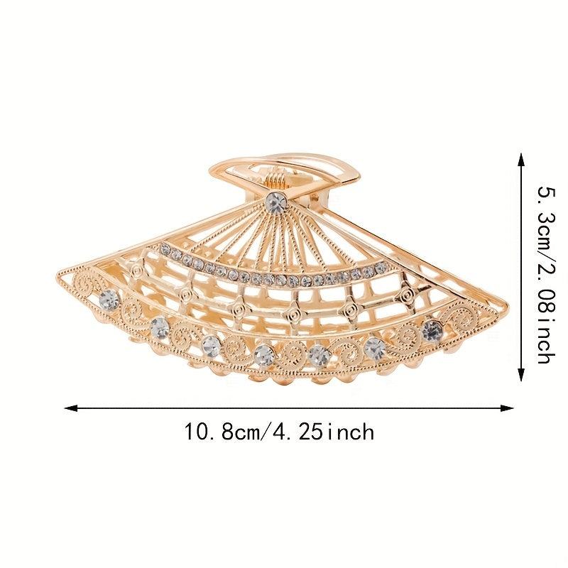Faux Pearl Fan Hair Clip Rhinestone Headdress Clip Hairpin