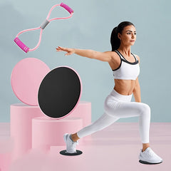 Yoga Slide Discs & 8-Shaped Resistance Puller Set for Fitness Exercise