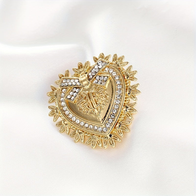 Golden Plated Heart Brooch For Men