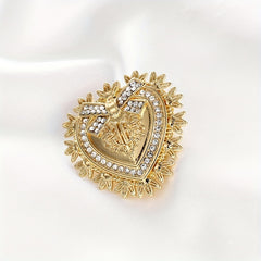 Golden Plated Heart Brooch For Men
