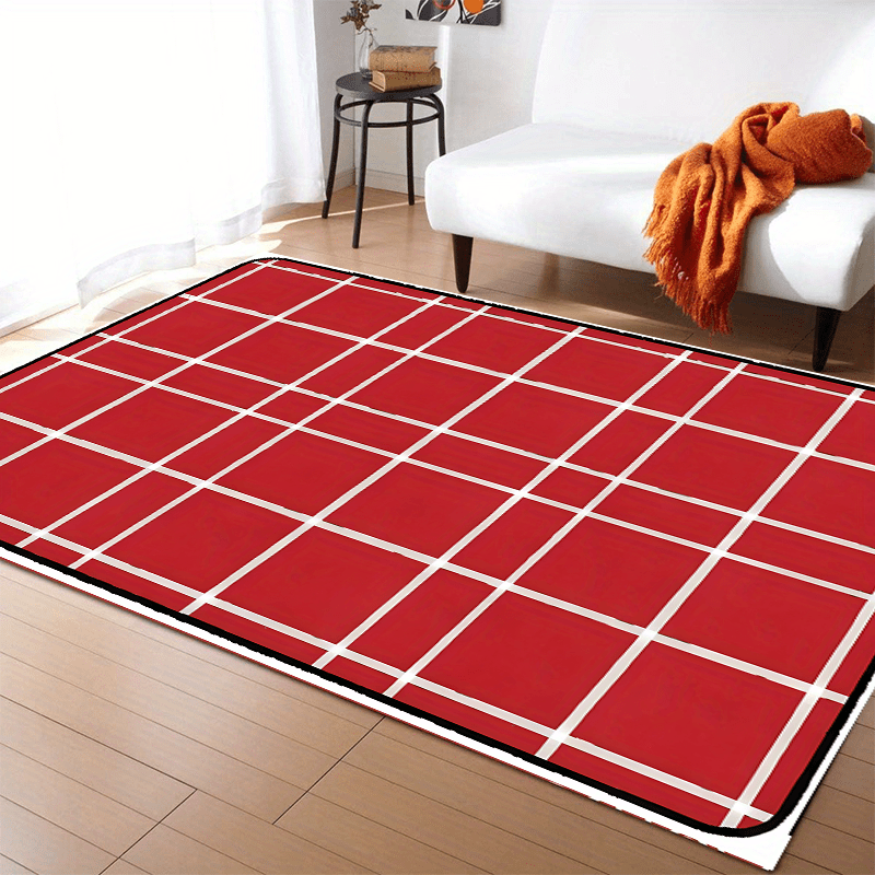 Large Check Pattern Carpet Area Rug Soft Non Slip Backing