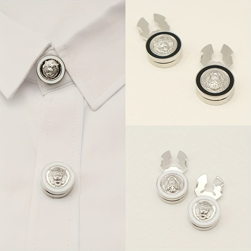 2 Packs of Lion Head Button Buckles for Fashionable Accessories