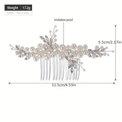 Faux Pearl Crystal Hair Comb Bridal Jewelry Insert Comb
