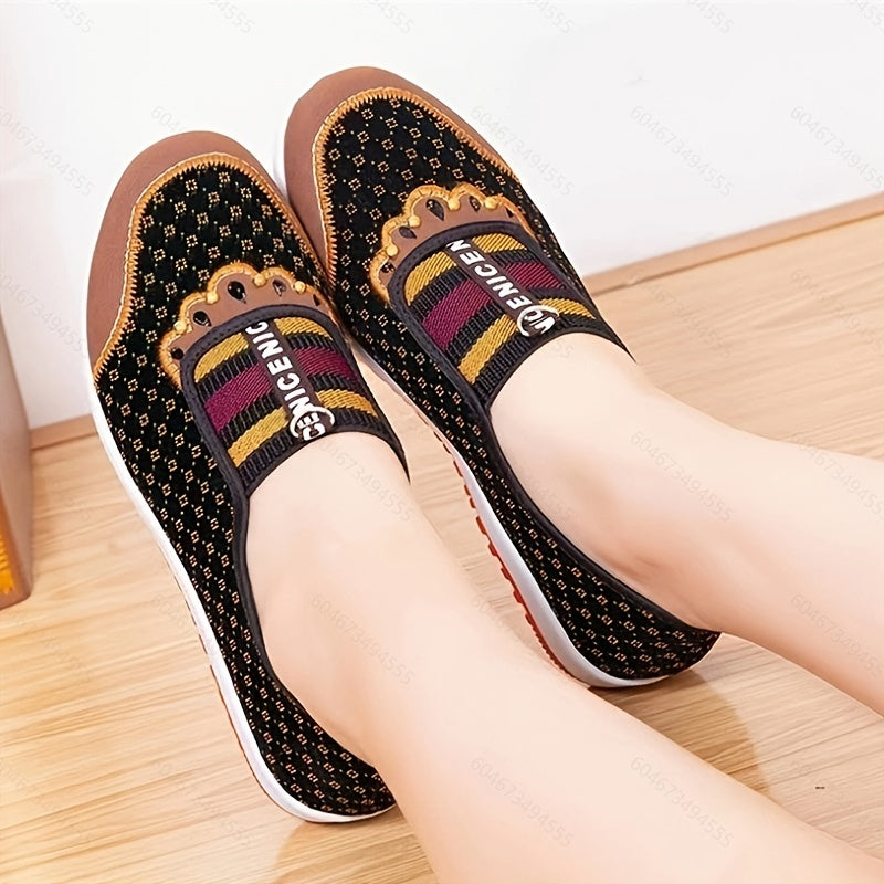 Colorblock Wedge Loafers Soft Sole Slip On Walking Shoes Women's Footwear