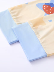  Strawberry & Star Print Pajamas Set Long Sleeve Tee & Pants 2pcs