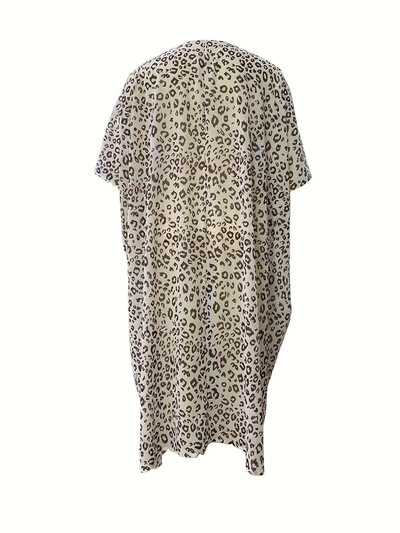 Boho Cardigan Cow Print Half Sleeve Open Front Maxi Cover Up