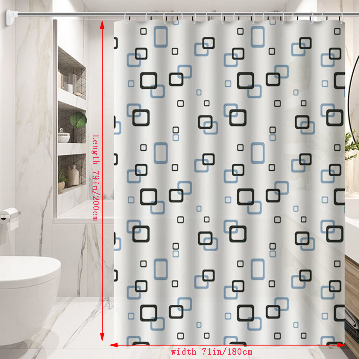 Small Checkered Shower Curtain Waterproof with Hooks Bathroom Accessories