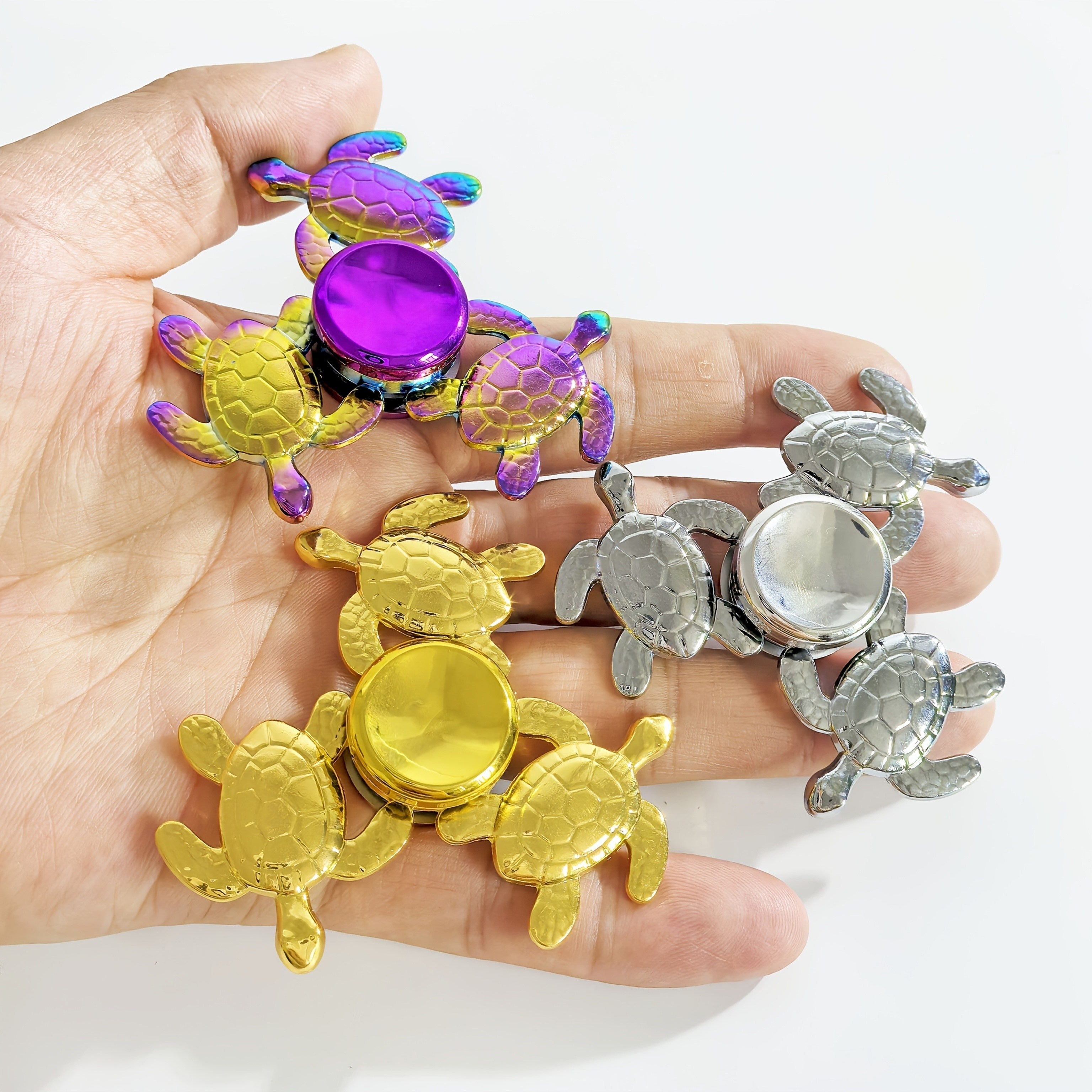 Colorful Metal Turtle Finger Spinner Quiet Durable Toy Relax Novelty Game