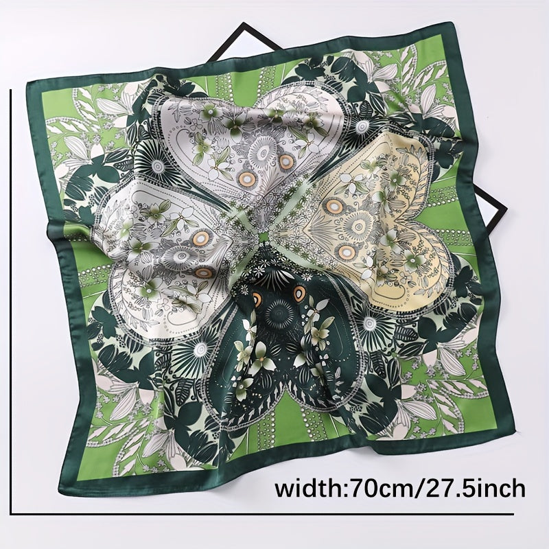 Square Scarf Block Print Satin Neckerchief Casual Bandana Women