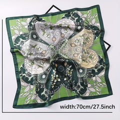 Square Scarf Block Print Satin Neckerchief Casual Bandana Women