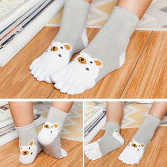 Kids 5 Toe Socks Breathable Deodorant All Seasons Split Toe Heel Protectio