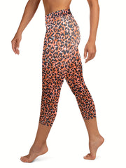 Leopard Print Skinny Capris Leggings for Women