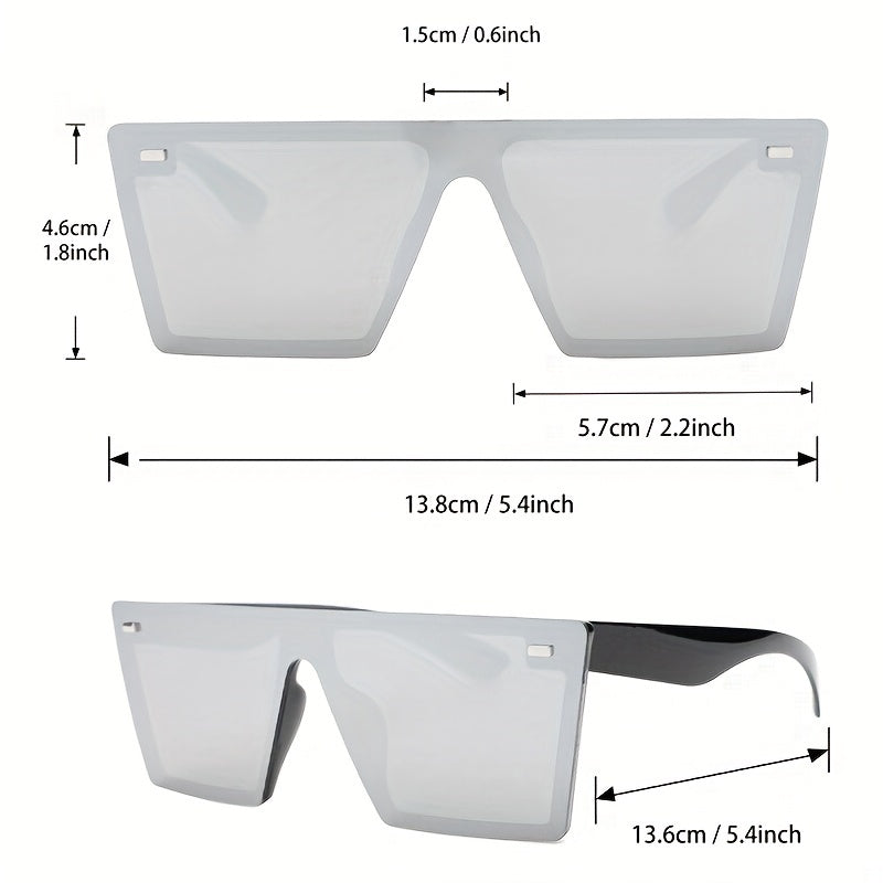 Y2K Flat Top Rimless Shield Sunglasses for Women Men