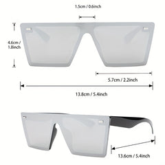 Y2K Flat Top Rimless Shield Sunglasses for Women Men