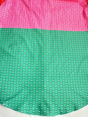  Colorblock Geometric Print Blouse with Button Up Long Sleeve