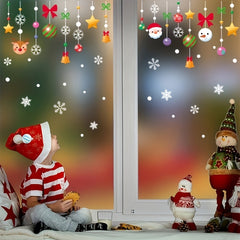 Santa Claus Elk Window Flower Sticker Glass Decoration
