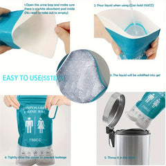 Disposable Urinal 750ML Camping Pee Bags 12pcs