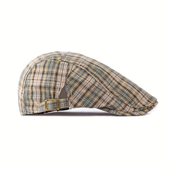 Checkered Light Thin Duckbill Hat Khaki Green Plaid Pullover Unisex Dad Hat