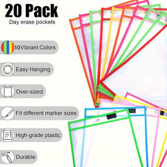 20pcs Dry Erase Bag Writable Reusable Document Bag
