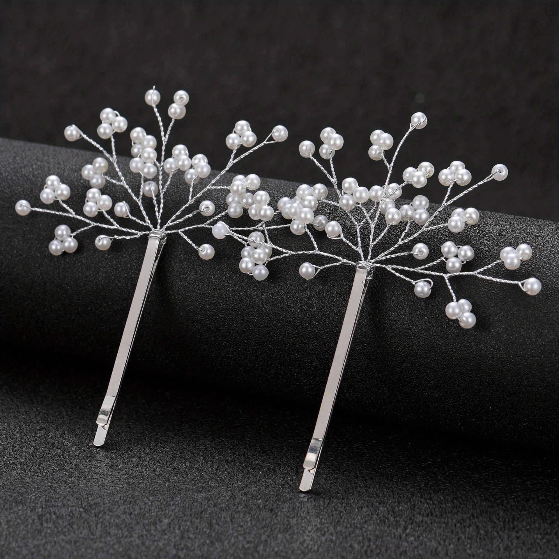 2pcs Faux Pearl Hair Clip Women's Headwear Wedding Bridal Hairpin