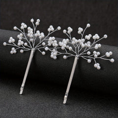 2pcs Faux Pearl Hair Clip Women's Headwear Wedding Bridal Hairpin