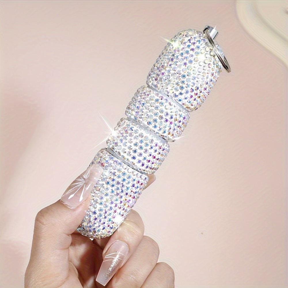 Sparkling Waterproof Keychain Pill Holder Diamond Emergency Medicine Bottle