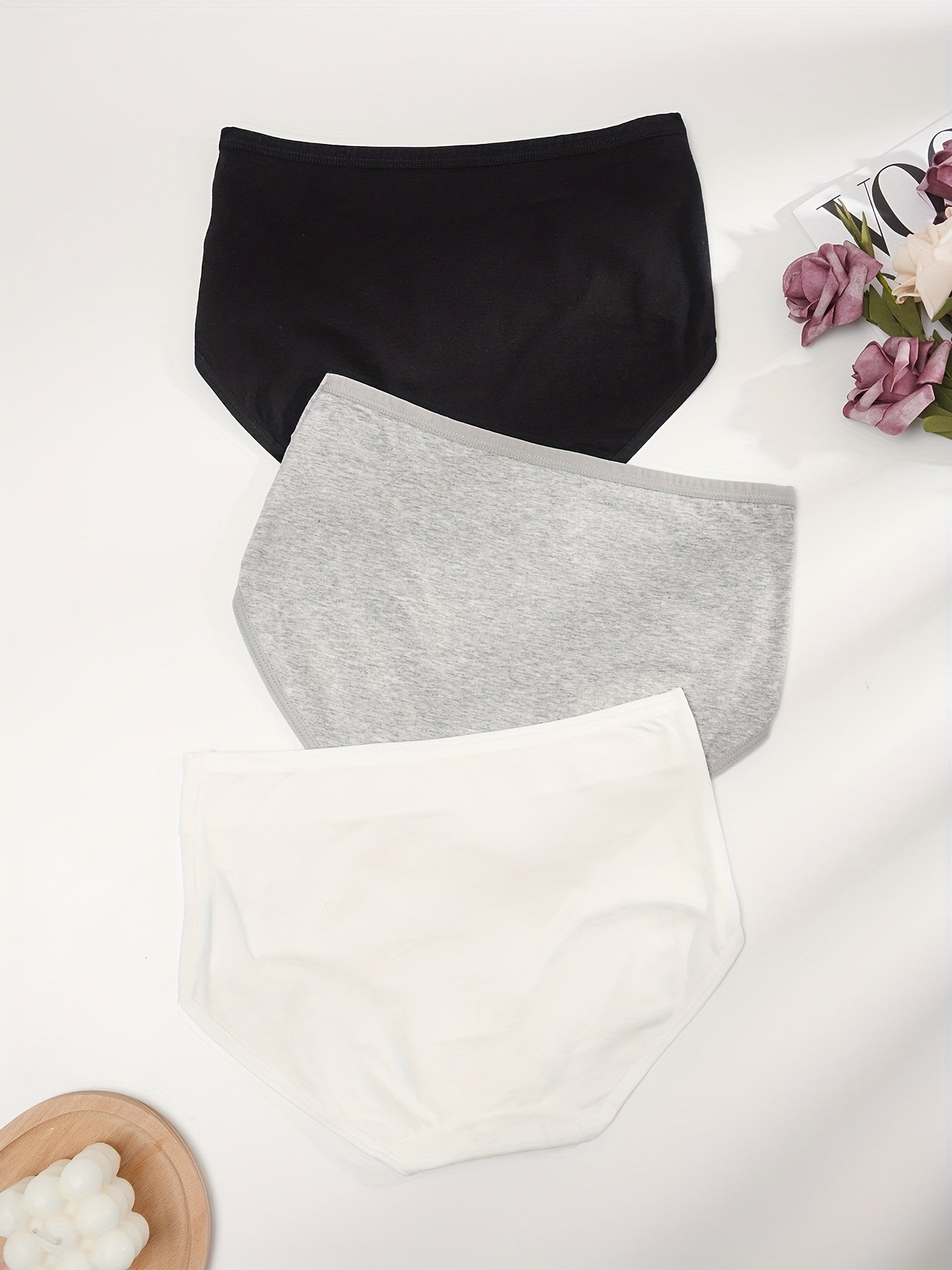 3pcs Letter Print Briefs Comfy & Breathable Panties Women's Lingerie