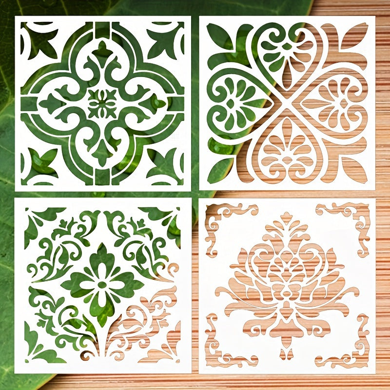 Vintage Pattern Stencils Set for DIY Painting on Tile Floor Furniture