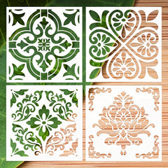 Vintage Pattern Stencils Set for DIY Painting on Tile Floor Furniture
