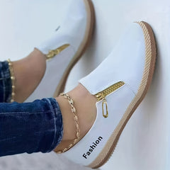 Solid Side Zipper Flat Casual Sneakers Slip On Pump Running Shoes