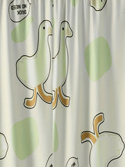  Cartoon Duck Print Pajama Bottoms Elastic Waist Loungewear Pants