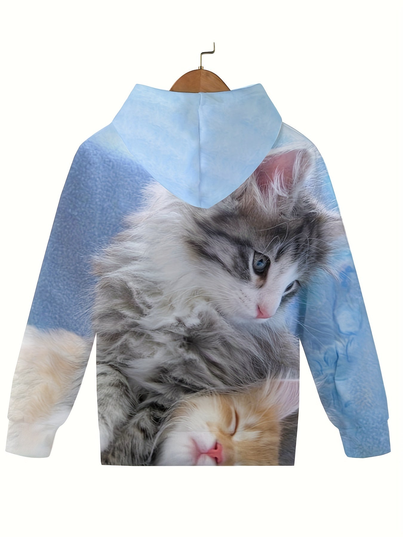 Cartoon Graphic Kitten Pattern Hoodies For Kids