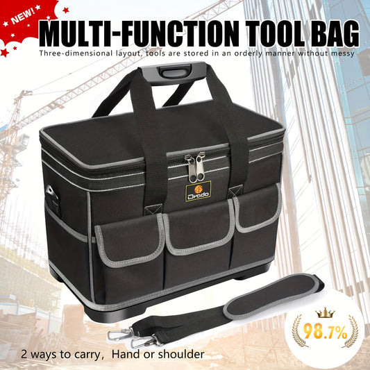 Professional Waterproof Tool Bag with Hard Bottom & Adjustable Shoulder Strap