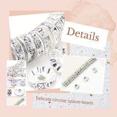 100Pcs Spacer Beads 6 8mm Silver Plated Czech Crystal Rhinestone