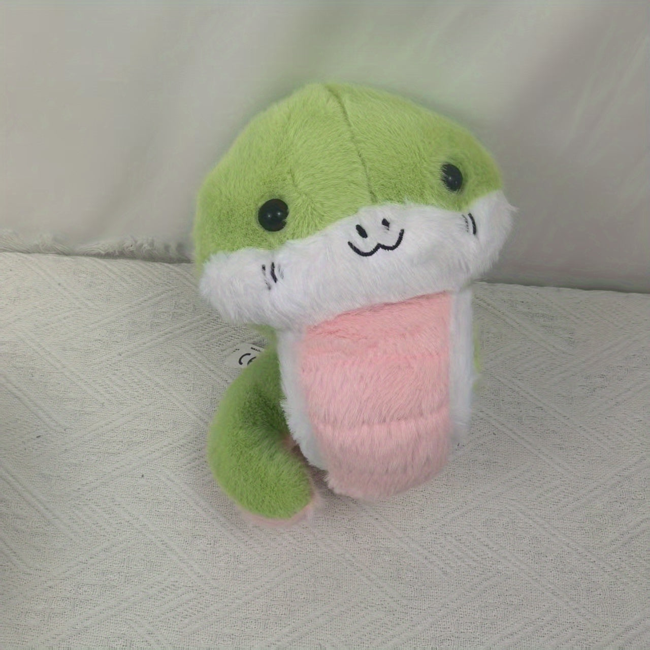 Adorable Green Snake Plush Toy with Smiling Face
