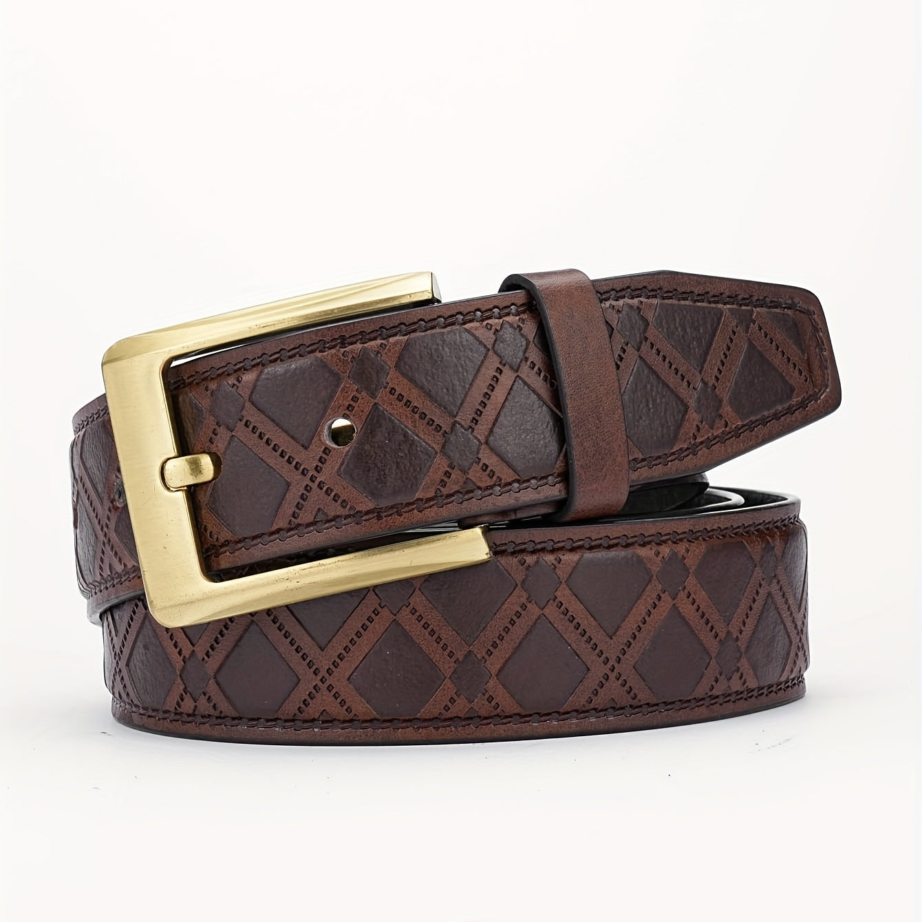 Men's Alloy Buckle PU Striped Belt Accessory