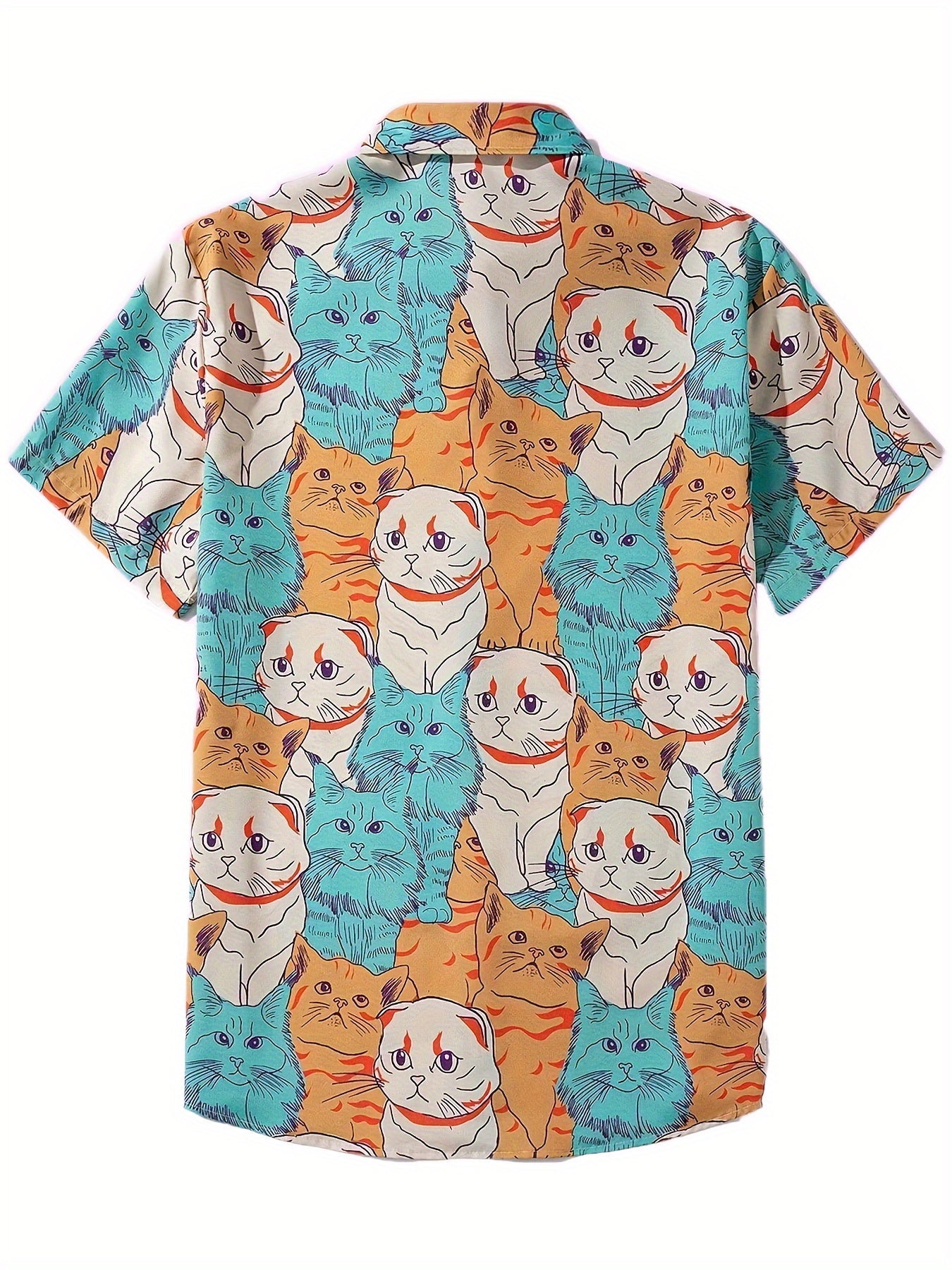 Men's Cat Print Button Up Shirt